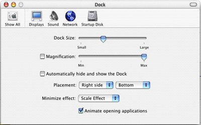 Dock Preferences Screenshot